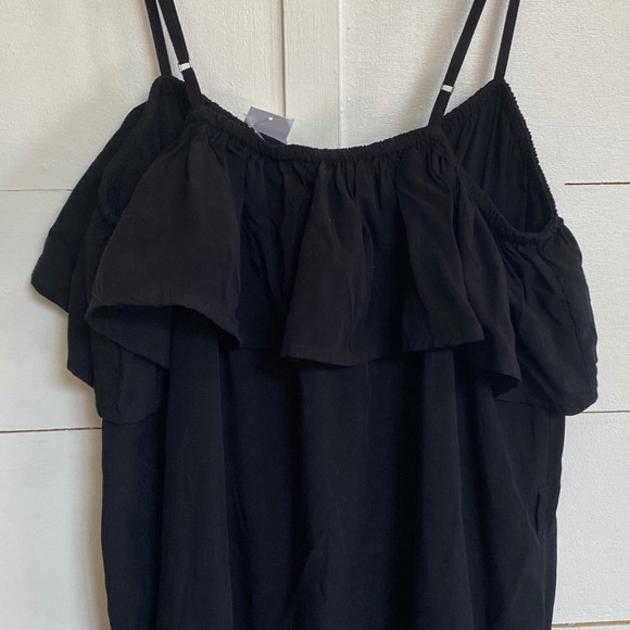 Gap Button Front Ruffle Cami True Black Sleeveless‎ Midi Dress No Belt - S NWT - Picture 10 of 16